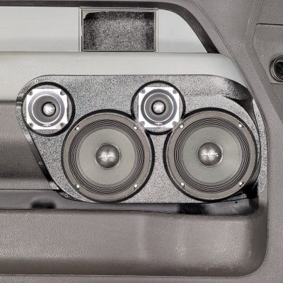 Front Door Custom Speaker Pods for the 2009-2014 Ford F-150 to hold Dual 6.5 in and Dual 3.5 in  speakers for car audio installation upgrade