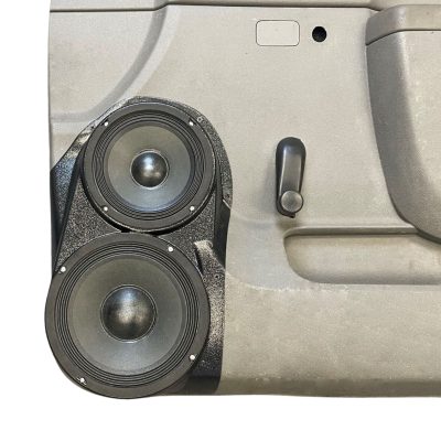 Front Door Custom Speaker Pods for the 2010-2013 Chevrolet Silverado GMC Sierra to hold 8.0 in and 6.5 in speakers for car audio installation upgrade