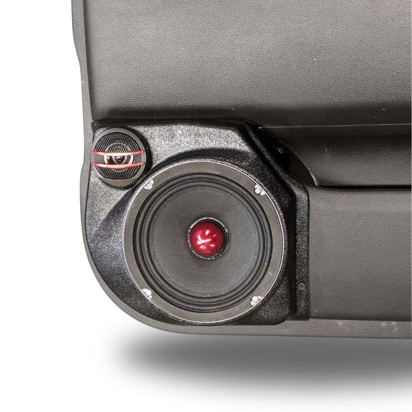 center ortho Speaker Upgrade for the Rear Door of your 2014-2018 Chevrolet Silverado, GMC Sierra. Easy installation of a 6.5" Component Set for the most powerful car stereo possible.