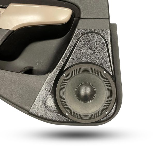 center ortho Speaker Upgrade for the Rear Door of your 2014-2023 Jeep Cherokee. Easy installation of a Single 8" Midrange for the most powerful car stereo possible.