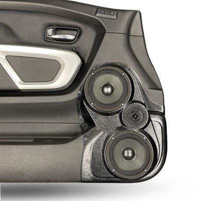 Front Door Custom Speaker Pods for the 2016-2024 Nissan Titan to hold Dual 6.5 in and 3.5 in  speakers for car audio installation upgrade