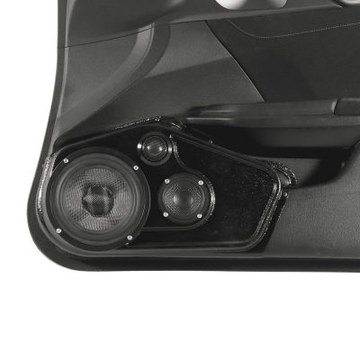 Front Door Custom Speaker Pods for the 2016-2020 Honda Civic to hold 6.5 in and 3.5 in and 2.0 in speakers for car audio installation upgrade