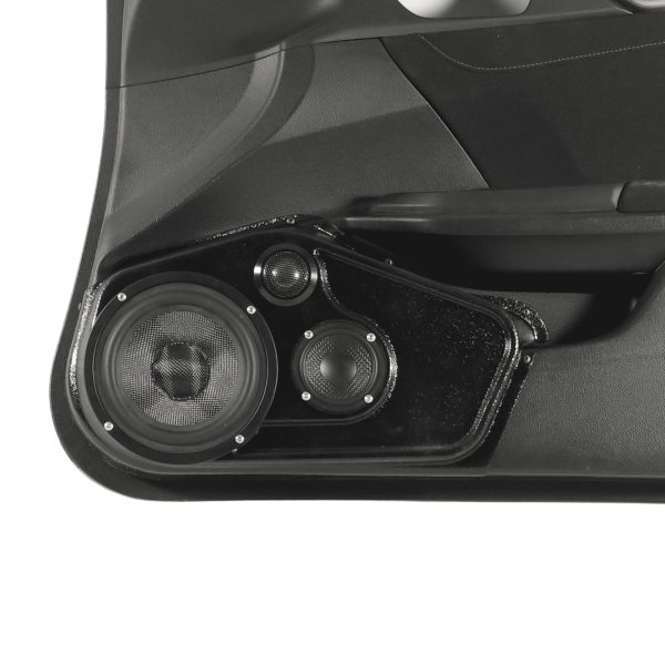 Front Door Custom Speaker Pods for the 2016-2020 Honda Civic to hold 6.5 in and 3.5 in and 2.0 in speakers for car audio installation upgrade
