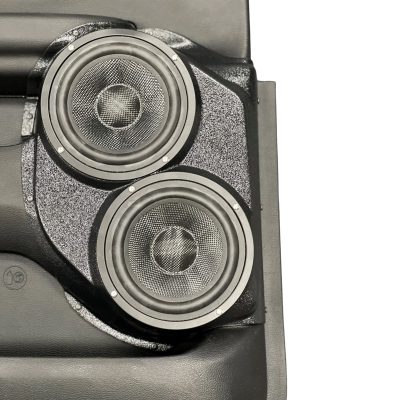 Rear Door Custom Speaker Pods for the 2019-2025 Dodge Ram to hold Dual 6.5 in speakers for car audio installation upgrade