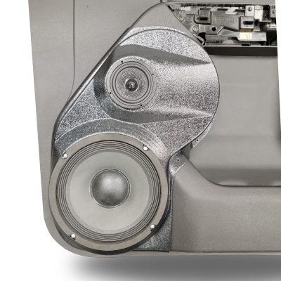 Front Door Custom Speaker Pods for the 2019-2023 Chevrolet Silverado GMC Sierra to hold 8.0 in and 3.5 in  speakers for car audio installation upgrade