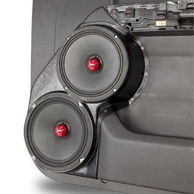 Front Door Custom Speaker Pods for the 2019-2023 Chevrolet Silverado GMC Sierra to hold Dual 8.0 in  speakers for car audio installation upgrade