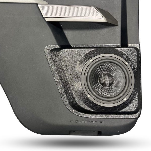 Rear Door Custom Speaker Pods for the 2021-2023 Ford Bronco to hold 6.5 in speakers for car audio installation upgrade