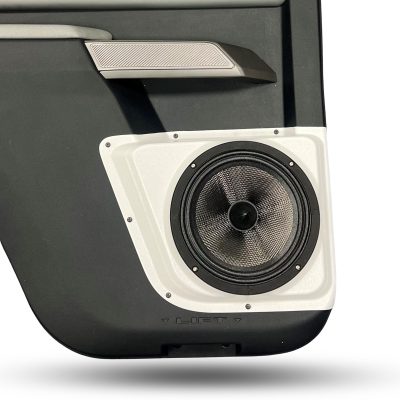 Rear Door Custom Speaker Pods for the 2021-2023 Ford Bronco to hold 8.0 in speakers for car audio installation upgrade