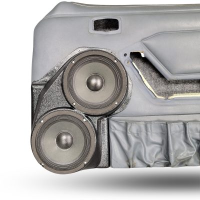 Front Door Custom Speaker Pods for the 1987-1993 Ford Mustang to hold Dual 6.5 in speakers for car audio installation upgrade
