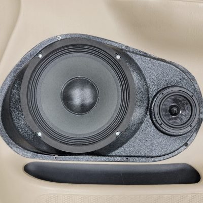 Front Door Custom Speaker Pods for the 1999-2003 Ford F-150 to hold 8.0 in and 3.5 in  speakers for car audio installation upgrade