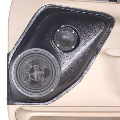 Front Door Custom Speaker Pods for the 1999-2007 Ford Excursion F-250F-350 to hold 6.5 in and 3.5 in speakers for car audio installation upgrade