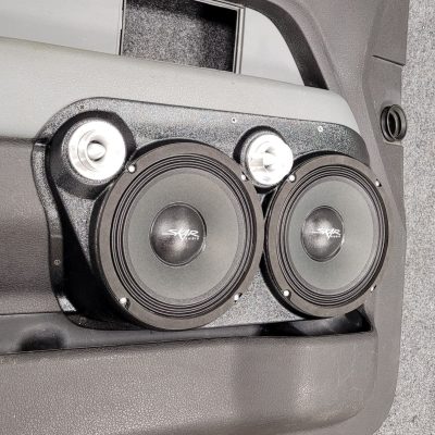 Front Door Custom Speaker Pods for the 2009-2014 Ford F-150 to hold Dual 8.0 in and Dual 2.0 in speakers for car audio installation upgrade
