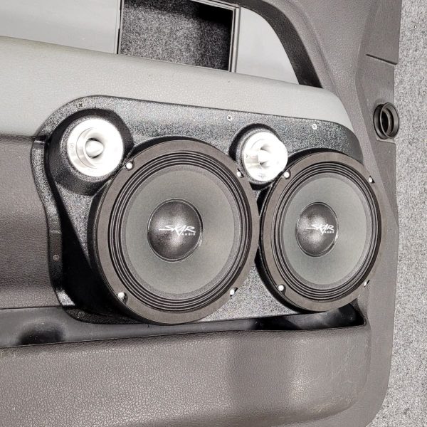 left 1 Speaker Upgrade for the Front Door of your 2009-2014 Ford F150. Easy installation of a Dual 8" and Dual Tweeter for the most powerful car stereo possible.