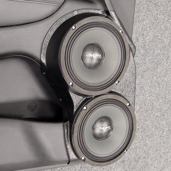 Front Door Custom Speaker Pods for the 2011-2023 Dodge Durango Jeep GrandCherokee to hold Dual 8.0 in speakers for car audio installation upgrade