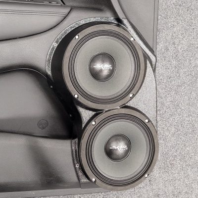 Front Door Custom Speaker Pods for the 2011-2023 Dodge Durango Jeep GrandCherokee to hold Dual 8.0 in speakers for car audio installation upgrade