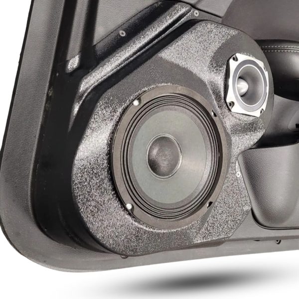 left 3 Speaker Upgrade for the Front Door of your 2015-2023 Dodge Challenger. Easy installation of a 6.5" and 3.5" Midrange or Tweeter for the most powerful car stereo possible.