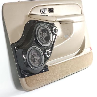 Front Door Custom Speaker Pods for the 2000-2006 Cadillac Escalade Chevrolet Avalanche Silverado Tahoe Suburban GMC Sierra Yukon to hold Dual 6.5 in and Dual 2.0 in  speakers for car audio installation upgrade