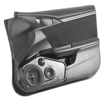 Front Door Custom Speaker Pods for the 2016-2020 Honda Civic to hold 6.5 in and 3.5 in and 2.0 in speakers for car audio installation upgrade