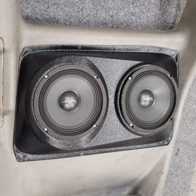 Rear Door Custom Speaker Pods for the 2000-2006 Chevrolet Silverado GMC Sierra to hold Dual 6.5 in speakers for car audio installation upgrade