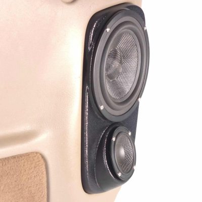 Rear Door Custom Speaker Pods for the 2000-2006 Cadillac Escalade Chevrolet Avalanche Silverado Tahoe Suburban GMC Sierra Yukon to hold 6.5 in and 3.5 in  speakers for car audio installation upgrade