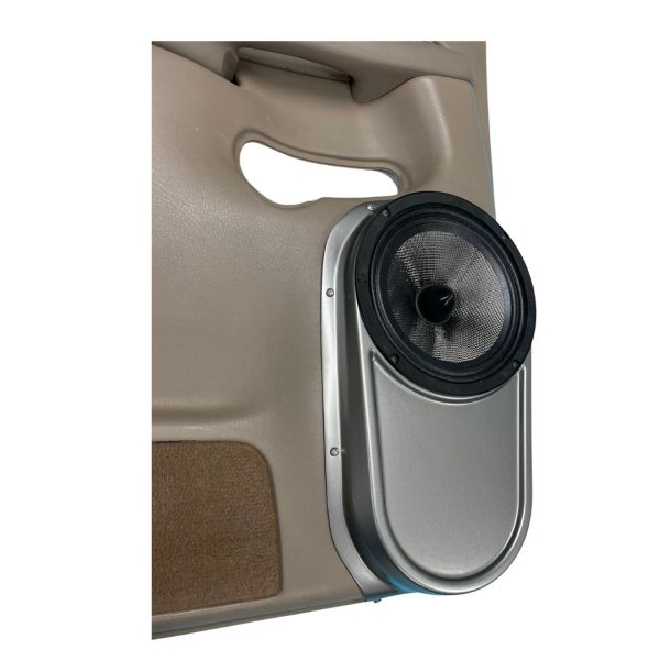 Rear Door Custom Speaker Pods for the 2000-2006 Cadillac Escalade Chevrolet Avalanche Silverado Tahoe Suburban GMC Sierra Yukon to hold 8.0 in  speakers for car audio installation upgrade