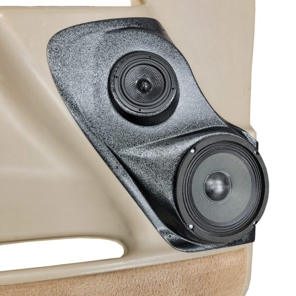 Front Door Custom Speaker Pods for the 2000-2006 Cadillac Escalade Chevrolet Avalanche Silverado Tahoe Suburban GMC Sierra Yukon to hold 6.5 in and 3.5 in  speakers for car audio installation upgrade
