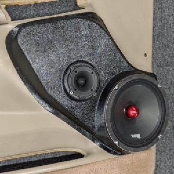 left ortho Speaker Upgrade for the Front Door of your 2000-2006 Chevrolet Tahoe, Suburban, Avalanche, Silverado. GMC Yukon, Sierra. Cadillac Escalade. Easy installation of a 8" and 3.5" Super Tweeter for the most powerful car stereo possible.