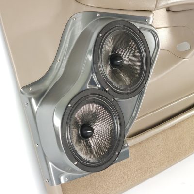Front Door Custom Speaker Pods for the 2000-2006 Cadillac Escalade Chevrolet Avalanche Silverado Tahoe Suburban GMC Sierra Yukon to hold Dual 8.0 in  speakers for car audio installation upgrade