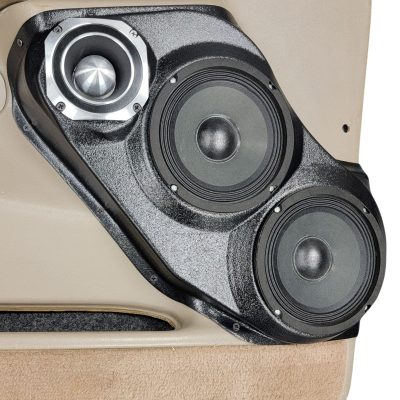 Front Door Custom Speaker Pods for the 2000-2006 Cadillac Escalade Chevrolet Avalanche Silverado Tahoe Suburban GMC Sierra Yukon to hold Dual 6.5 in and 4.0 in  speakers for car audio installation upgrade