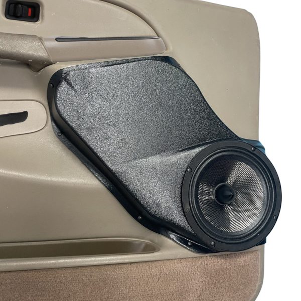Front Door Custom Speaker Pods for the 2000-2006 Cadillac Escalade Chevrolet Avalanche Silverado Tahoe Suburban GMC Sierra Yukon to hold 8.0 in  speakers for car audio installation upgrade