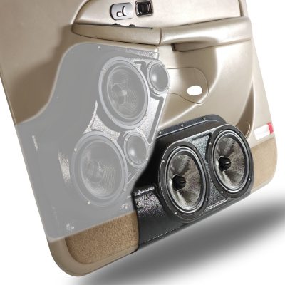 Front Door Custom Speaker Pods for the 2000-2006 Cadillac Escalade Chevrolet Avalanche Silverado Tahoe Suburban GMC Sierra Yukon to hold Dual 8.0 in  speakers for car audio installation upgrade