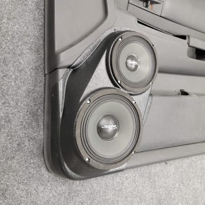 Front Door Custom Speaker Pods for the 2001-2004 Dodge Dakota Durango to hold 8.0 in and 6.5 in speakers for car audio installation upgrade
