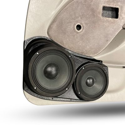 Front Door Custom Speaker Pods for the 2001-2004 Toyota Tacoma to hold 8.0 in and 6.5 in speakers for car audio installation upgrade