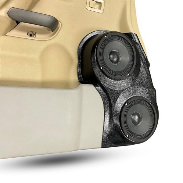 Front Door Custom Speaker Pods for the 2004-2007 Infiniti QX56 Nissan Armada Titan to hold 6.5 in speakers for car audio installation upgrade