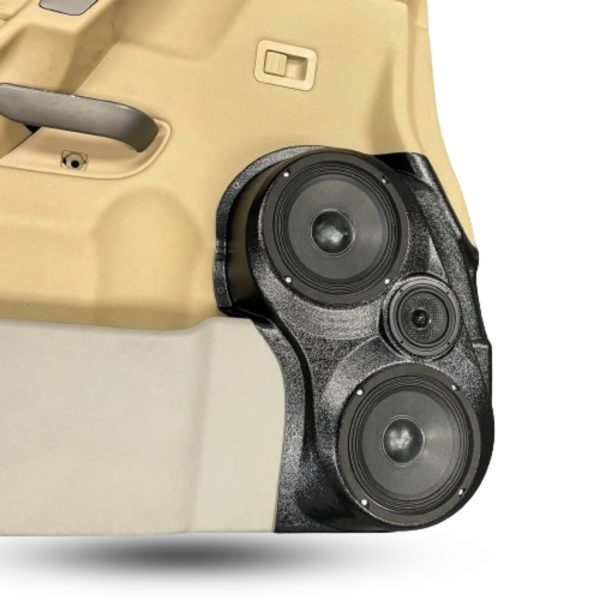 Front Door Custom Speaker Pods for the 2004-2007 Infiniti QX56 Nissan Armada Titan to hold 6.5 in speakers for car audio installation upgrade