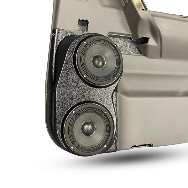 Rear Door Custom Speaker Pods for the 2004-2007 Infiniti QX56 Nissan Armada Titan to hold Dual 6.5 in speakers for car audio installation upgrade