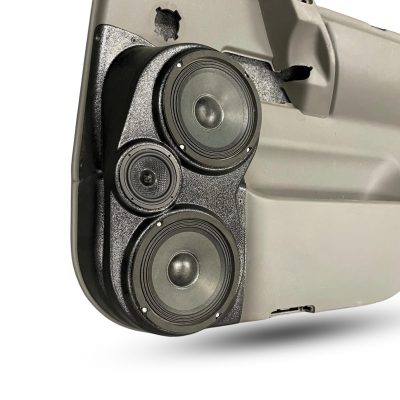 Rear Door Custom Speaker Pods for the 2004-2007 Infiniti QX56 Nissan Armada Titan to hold Dual 6.5 in and 3.5 in speakers for car audio installation upgrade