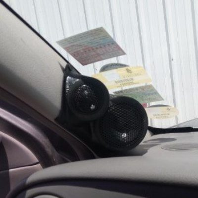 A-Pillar Custom Speaker Pods for the 2006-2009 Chevrolet Trailblazer GMC Envoy to hold 3.5 in and 2.0 in  speakers for car audio installation upgrade