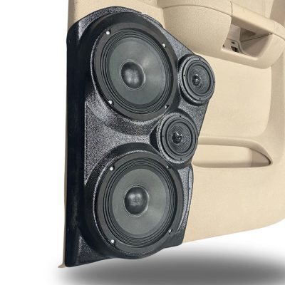 Rear Door Custom Speaker Pods for the 2007-2009 Chevrolet Silverado GMC Sierra to hold Dual 6.5 in and Dual 3.5 in  speakers for car audio installation upgrade
