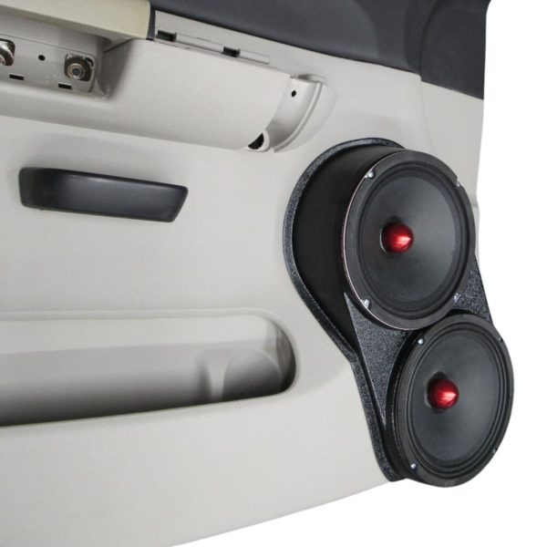 left ortho Speaker Upgrade for the Front Door of your 2007-2009 Chevrolet Silverado, GMC Sierra. Easy installation of a Dual 8" Midrange for the most powerful car stereo possible.