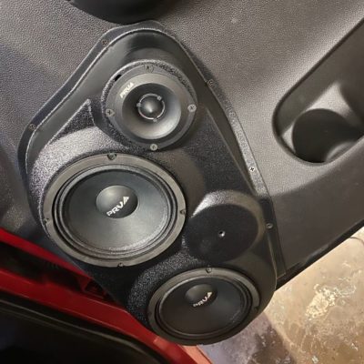 Front Door Custom Speaker Pods for the 2007-2009 Chevrolet Silverado GMC Sierra to hold Dual 6.5 in and Dual 3.5 in speakers for car audio installation upgrade