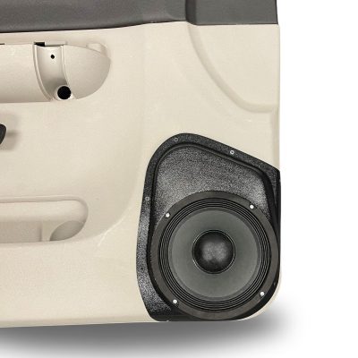 Front Door Custom Speaker Pods for the 2007-2009 Chevrolet Silverado GMC Sierra to hold 8.0 in speakers for car audio installation upgrade