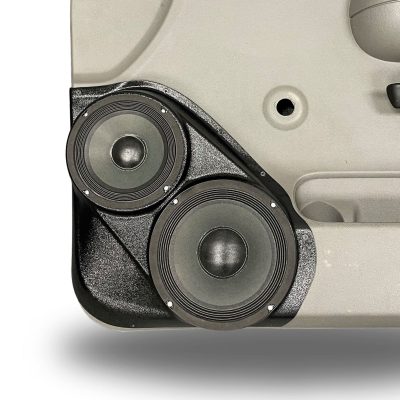 Front Door Custom Speaker Pods for the 2007-2009 Chevrolet Silverado GMC Sierra to hold 8.0 in and 6.5 in speakers for car audio installation upgrade