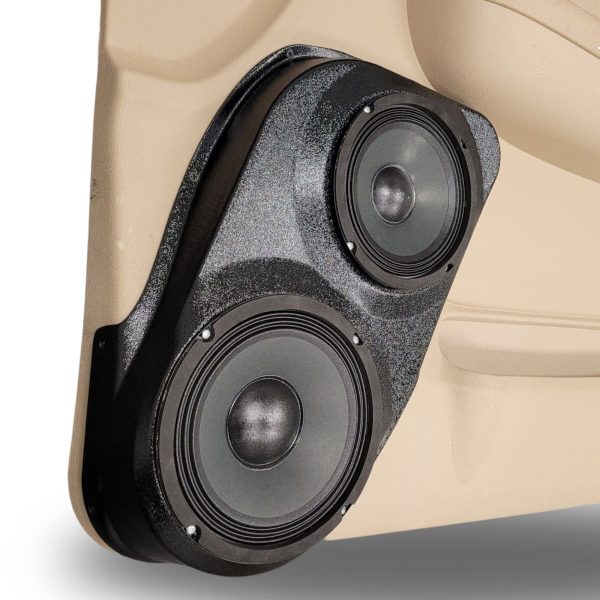 left ortho Speaker Upgrade for the Front Door of your 2007-2009 Chevrolet Tahoe, Suburban, Avalanche, Silverado. GMC Yukon, Sierra. Cadillac Escalade. Easy installation of a 8" and 6.5" Midrange for the most powerful car stereo possible.