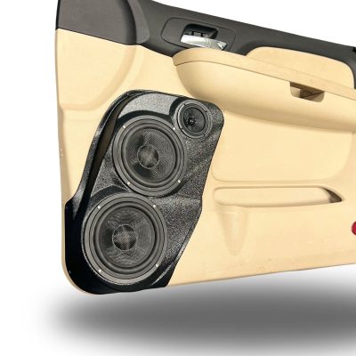 Front Door Custom Speaker Pods for the 2007-2009 Cadillac Escalade Chevrolet Avalanche Tahoe Silverado Suburban GMC Yukon Sierra to hold Dual 6.5 in and 3.5 in speakers for car audio installation upgrade