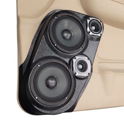 Front Door Custom Speaker Pods for the 2007-2009 Cadillac Escalade Chevrolet Avalanche Tahoe Silverado Suburban GMC Yukon Sierra to hold Dual 6.5 in and Dual 3.5 in  speakers for car audio installation upgrade