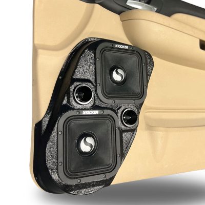 Front Door Custom Speaker Pods for the 2007-2009 Cadillac Escalade Chevrolet Avalanche Tahoe Silverado Suburban GMC Yukon Sierra to hold Dual 7.0 in and Dual 2.0 in speakers for car audio installation upgrade