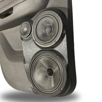 Rear Door Custom Speaker Pods for the 2007-2009 Cadillac Escalade Chevrolet Avalanche Tahoe Silverado Suburban GMC Yukon Sierra to hold 8.0 in and 6.5 in and 3.5 in speakers for car audio installation upgrade