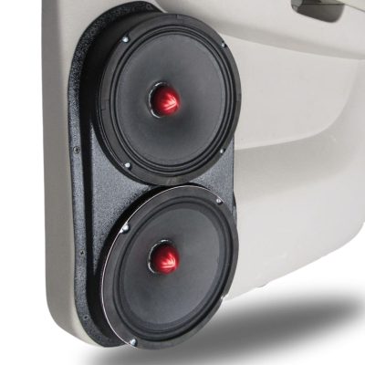 Rear Door Custom Speaker Pods for the 2007-2009 Cadillac Escalade Chevrolet Avalanche Tahoe Silverado Suburban GMC Yukon Sierra to hold Dual 8.0 in speakers for car audio installation upgrade
