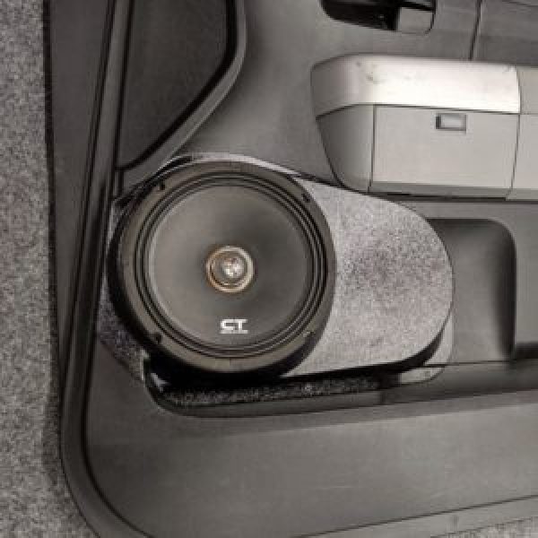 left ortho Speaker Upgrade for the Front Door of your 2007-2013 Toyota Tundra. Easy installation of a Single 8" Midrange for the most powerful car stereo possible.